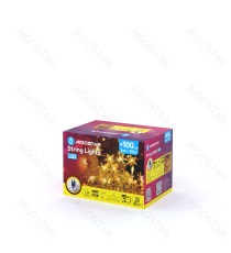 Catena luminosa a basso voltaggio con luci a fiocco di neve 100 led 10mt - luce calda - 8 giochi di luce - IP44 interno/esterno Catena luminosa a basso voltaggio con luci a fiocco di neve 100 led 10mt - luce calda - 8 giochi di luce - IP44 interno/esterno