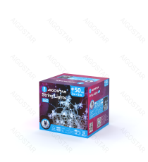 Catena luminosa a basso voltaggio con luci a fiocco di neve 50 led 5mt,luce fredda 6500K,8 giochi di luce,IP44 interno/esterno Catena luminosa a basso voltaggio con luci a fiocco di neve 50 led 5mt,luce fredda 6500K,8 giochi di luce,IP44 interno/esterno
