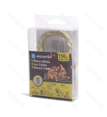 Catena luminosa a batteria 3AA con fili in rame 150 led 15mt - 2700K luce calda 8 modalità illuminazione IP44 interno/esterno Catena luminosa a batteria 3AA con fili in rame 150 led 15mt - 2700K luce calda 8 modalità illuminazione IP44 interno/esterno