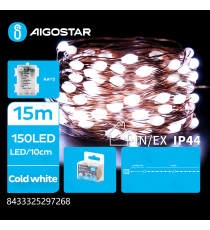 Catena luminosa a batteria 3AA con fili in rame 150 led 15mt - 6500K luce fredda,8 modalità illuminazione IP44 interno/esterno Catena luminosa a batteria 3AA con fili in rame 150 led 15mt - 6500K luce fredda,8 modalità illuminazione IP44 interno/esterno