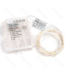 Catena luminosa a batteria 3AA con fili in rame 50 led 5mt - RGBY multicolor,8 modalità illuminazione IP44 interno/esterno