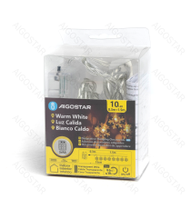 Catena luminosa a batteria 3AA con luci a fiocco di neve 10 led 1.5mt - luce calda 3000K,IP20 da interno