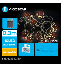 Catena luminosa a batteria 3AA con luci a renna in legno 10 led 1.5mt - luce calda 3000K,IP20 da interno Catena luminosa a batteria 3AA con luci a renna in legno 10 led 1.5mt - luce calda 3000K,IP20 da interno