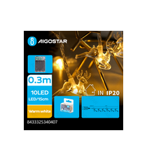 Catena luminosa a batteria 3AA con luci a forma di renna intera 10 led 1.5mt - luce calda 3000K,IP20 da interno Catena luminosa a batteria 3AA con luci a forma di renna intera 10 led 1.5mt - luce calda 3000K,IP20 da interno