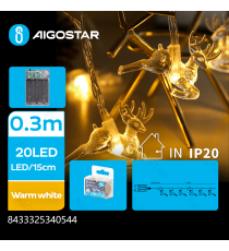 Catena luminosa a batteria 3AA con luci a forma di renna intera 10 led 1.5mt - luce calda 3000K,IP20 da interno Catena luminosa a batteria 3AA con luci a forma di renna intera 10 led 1.5mt - luce calda 3000K,IP20 da interno