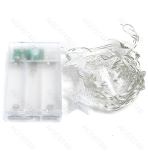 Catena luminosa a batteria 3AA con luci a forma di stella 20 led 3mt - luce calda 3000K,IP20 da interno Catena luminosa a batteria 3AA con luci a forma di stella 20 led 3mt - luce calda 3000K,IP20 da interno