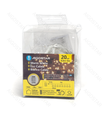 Catena luminosa a batteria 3AA con luci a forma di stella 20 led 3mt - luce calda 3000K,IP20 da interno Catena luminosa a batteria 3AA con luci a forma di stella 20 led 3mt - luce calda 3000K,IP20 da interno