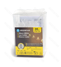 Catena luminosa a batteria 3AA con luci a forma di albero di Natale 20 led 3mt - luce calda 3000K,IP20 da interno Catena luminosa a batteria 3AA con luci a forma di albero di Natale 20 led 3mt - luce calda 3000K,IP20 da interno