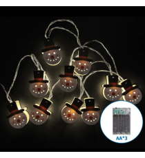 Catena luminosa a batteria 3AA con luci a forma di pupazzo di neve in legno 20 led 3mt - luce calda 3000K,IP20 da interno Catena luminosa a batteria 3AA con luci a forma di pupazzo di neve in legno 20 led 3mt - luce calda 3000K,IP20 da interno
