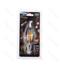 Lampadina a filamento LED dimmerabile C35 4W attacco E14 400 lumen - 2700K luce calda D35xH99mm Equivalenza incandescente 38W