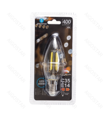 Lampadina a filamento LED dimmerabile C35 4W attacco E14 400 lumen - 6500K luce fredda D35xH99mm Equivalenza incandescente 38W