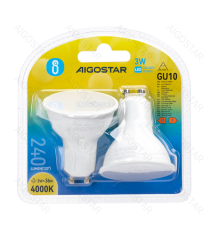 2pz Faretto led GU10 3W 240 lumen - 4000K luce naturale - lampadina misura D50xH55mm Equivalenza incandescente:36W 2pz Faretto led GU10 3W 240 lumen - 4000K luce naturale - lampadina misura D50xH55mm Equivalenza incandescente:36W