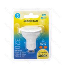 Faretto led GU10 4W 320 lumen - 4000K luce naturale - lampadina misura D50xH55mm Equivalenza incandescente:47W Faretto led GU10 4W 320 lumen - 4000K luce naturale - lampadina misura D50xH55mm Equivalenza incandescente:47W