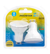 2pz Faretto led GU10 4W 320 lumen - 4000K luce naturale - lampadina misura D50xH55mm Equivalenza incandescente:47W 2pz Faretto led GU10 4W 320 lumen - 4000K luce naturale - lampadina misura D50xH55mm Equivalenza incandescente:47W