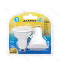2pz Faretto led GU10 6W 480 lumen - 4000K luce naturale - lampadina misura D50xH55mm Equivalenza incandescente:68W 2pz Faretto led GU10 6W 480 lumen - 4000K luce naturale - lampadina misura D50xH55mm Equivalenza incandescente:68W