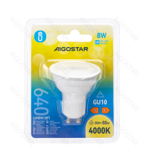 Faretto led GU10 8W 640 lumen - 4000K luce naturale - lampadina misura D50xH55mm Equivalenza incandescente:88W Faretto led GU10 8W 640 lumen - 4000K luce naturale - lampadina misura D50xH55mm Equivalenza incandescente:88W