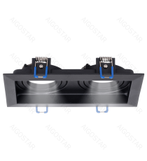Portafaretto + portalampada doppio GU10 nero, per faretto incasso - downlight,Dimensioni foro:90mm,Dimensioni: L185xW100xH37mm Portafaretto + portalampada doppio GU10 nero, per faretto incasso - downlight,Dimensioni foro:90mm,Dimensioni: L185xW100xH37mm