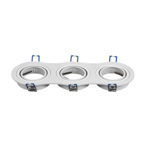 Portafaretto a 3 posti per GU10 e MR16 bianco, per faretto incasso - downlight,Dimensioni foro:235x75mm, Dimensioni: L255xD91mm Portafaretto a 3 posti per GU10 e MR16 bianco, per faretto incasso - downlight,Dimensioni foro:235x75mm, Dimensioni: L255xD91mm