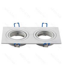 Portafaretto a 2 posti per GU10 e MR16 bianco, per faretto incasso - downlight,Dimensioni foro:75mm, Dimensioni: L173xW91mm Portafaretto a 2 posti per GU10 e MR16 bianco, per faretto incasso - downlight,Dimensioni foro:75mm, Dimensioni: L173xW91mm