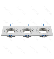 Portafaretto a 3 posti per GU10 e MR16 bianco, per faretto incasso - downlight,Dimensioni foro:75mm, Dimensioni: L255xW91mm Portafaretto a 3 posti per GU10 e MR16 bianco, per faretto incasso - downlight,Dimensioni foro:75mm, Dimensioni: L255xW91mm
