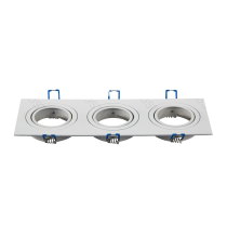 Portafaretto a 3 posti per GU10 e MR16 bianco, per faretto incasso - downlight,Dimensioni foro:75mm, Dimensioni: L255xW91mm Portafaretto a 3 posti per GU10 e MR16 bianco, per faretto incasso - downlight,Dimensioni foro:75mm, Dimensioni: L255xW91mm
