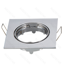 Portafaretto a 1 posto quadrato per GU10 e MR16 colore acciaio,per faretto incasso - downlight,Dimensioni foro:74mm Portafaretto a 1 posto quadrato per GU10 e MR16 colore acciaio,per faretto incasso - downlight,Dimensioni foro:74mm