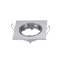 Portafaretto a 1 posto quadrato per GU10 e MR16 colore acciaio,per faretto incasso - downlight,Dimensioni foro:74mm Portafaretto a 1 posto quadrato per GU10 e MR16 colore acciaio,per faretto incasso - downlight,Dimensioni foro:74mm