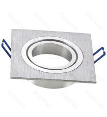 Portafaretto a 1 posto quadrato per GU10 e MR16 colore argento satinato,per faretto incasso - downlight,Dimensioni foro:75mm Portafaretto a 1 posto quadrato per GU10 e MR16 colore argento satinato,per faretto incasso - downlight,Dimensioni foro:75mm