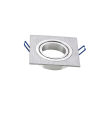 Portafaretto a 1 posto quadrato per GU10 e MR16 colore argento satinato,per faretto incasso - downlight,Dimensioni foro:75mm Portafaretto a 1 posto quadrato per GU10 e MR16 colore argento satinato,per faretto incasso - downlight,Dimensioni foro:75mm