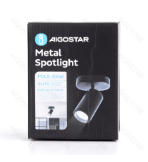 Plafoniera a 1 faretto orientabile, attacco GU10, nero satinato, max 35W, Dimensioni: L120xW70xH155mm da interno Plafoniera a 1 faretto orientabile, attacco GU10, nero satinato, max 35W, Dimensioni: L120xW70xH155mm da interno