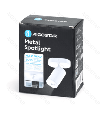 Plafoniera a 1 faretto orientabile, attacco GU10, bianco satinato, max 35W, Dimensioni: L120xW70xH155mm da interno Plafoniera a 1 faretto orientabile, attacco GU10, bianco satinato, max 35W, Dimensioni: L120xW70xH155mm da interno