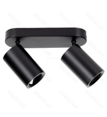 Plafoniera a 2 faretti orientabili, attacco GU10, nero satinato, max 2 x 35W, Dimensioni: L220xW70xH155mm da interno Plafoniera a 2 faretti orientabili, attacco GU10, nero satinato, max 2 x 35W, Dimensioni: L220xW70xH155mm da interno