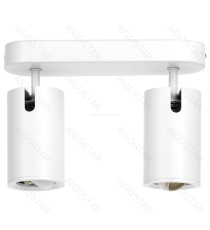 Plafoniera a 2 faretti orientabili, attacco GU10, bianco satinato, max 2 x 35W, Dimensioni: L220xW70xH155 mm da interno Plafoniera a 2 faretti orientabili, attacco GU10, bianco satinato, max 2 x 35W, Dimensioni: L220xW70xH155 mm da interno