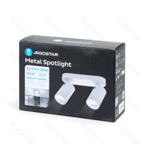 Plafoniera a 2 faretti orientabili, attacco GU10, bianco satinato, max 2 x 35W, Dimensioni: L220xW70xH155 mm da interno Plafoniera a 2 faretti orientabili, attacco GU10, bianco satinato, max 2 x 35W, Dimensioni: L220xW70xH155 mm da interno