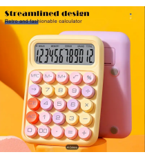 Calcolatrice da tavolo bianca Runzon RZ.817 a 12 cifre, con grande tasti a rilievo colorati e schermo lcd,a batteria, 15x12cm