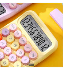 Calcolatrice da tavolo bianca Runzon RZ.817 a 12 cifre, con grande tasti a rilievo colorati e schermo lcd,a batteria, 15x12cm