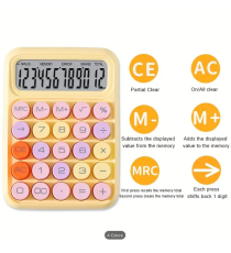 Calcolatrice da tavolo beige Runzon RZ.817 a 12 cifre, con grande tasti a rilievo e schermo lcd,a batteria, misura 15x12cm