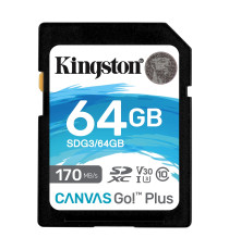 Scheda SDXC Kingston da 64gb SDG3/64GB Scheda di memoria Canvas Go SD,UHS-I U3 e V30,velocità di trasferimento fino a 170MB/s Scheda SDXC Kingston da 64gb SDG3/64GB Scheda di memoria Canvas Go SD,UHS-I U3 e V30,velocità di trasferimento fino a 170MB/s