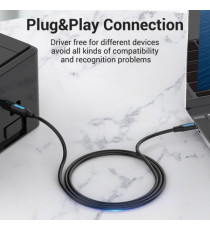 Cavo usb per stampante 2mt Vention CQUBH USB-C 2.0 maschio a USB-B maschio fino a 480 Mbs nero, Corrente supportata 2A