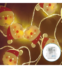 Catena luminosa a batteria 3AA con luci a Babbo Natale mod.2 in legno 10 led 1.5mt - luce calda 3000K,IP20 da interno Catena luminosa a batteria 3AA con luci a Babbo Natale mod.2 in legno 10 led 1.5mt - luce calda 3000K,IP20 da interno