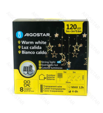 Catena luminosa solare a cascata con luci a luna e stelle 120led 3mtx0.6mt 12 fili 2700K luce calda 8 giochi luce,IP65 esterno Catena luminosa solare a cascata con luci a luna e stelle 120led 3mtx0.6mt 12 fili 2700K luce calda 8 giochi luce,IP65 esterno