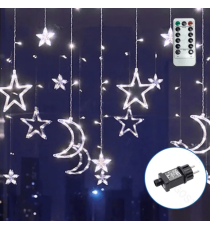 Catena luminosa a basso voltaggio con luci a fiocco di neve,6500k luce fredda 3mtx0.7m, collegabile in serie IP44 da est/int Catena luminosa a basso voltaggio con luci a fiocco di neve,6500k luce fredda 3mtx0.7m, collegabile in serie IP44 da est/int