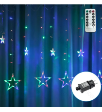 Catena luminosa a basso voltaggio con luci a fiocco di neve,Rgby multicolor 3mtx0.7m, collegabile in serie IP44 da est/int Catena luminosa a basso voltaggio con luci a fiocco di neve,Rgby multicolor 3mtx0.7m, collegabile in serie IP44 da est/int
