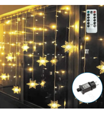 Catena luminosa a basso voltaggio con luci a fiocco di neve,2700K luce calda 3mtx0.7m, collegabile in serie IP44 da est/int Catena luminosa a basso voltaggio con luci a fiocco di neve,2700K luce calda 3mtx0.7m, collegabile in serie IP44 da est/int