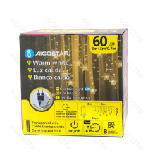 Catena luminosa a basso voltaggio con luci a fiocco di neve,2700K luce calda 3mtx0.7m, collegabile in serie IP44 da est/int Catena luminosa a basso voltaggio con luci a fiocco di neve,2700K luce calda 3mtx0.7m, collegabile in serie IP44 da est/int