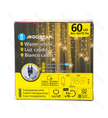 Catena luminosa a basso voltaggio con luci a fiocco di neve,2700K luce calda 3mtx0.7m, collegabile in serie IP44 da est/int Catena luminosa a basso voltaggio con luci a fiocco di neve,2700K luce calda 3mtx0.7m, collegabile in serie IP44 da est/int