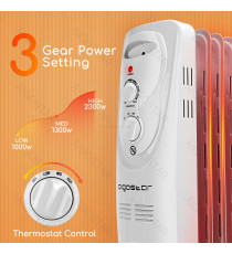 Radiatore elettrico 11 elementi 2300W bianco,Potenza e temperatura regolabili, Versione Deluxe - Termoradiatore ad olio