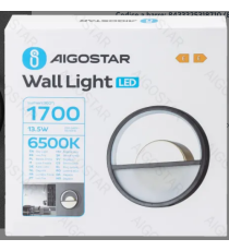 Applique led in alluminio trafilato nero 13.5W 1700lm 6500K luce fredda misura L230xW55xH230mm da interno, design elegante Applique led in alluminio trafilato nero 13.5W 1700lm 6500K luce fredda misura L230xW55xH230mm da interno, design elegante
