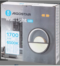 Applique led in alluminio trafilato nero 13.5W 1700lm 6500K luce fredda misura L230xW55xH230mm da interno, design elegante Applique led in alluminio trafilato nero 13.5W 1700lm 6500K luce fredda misura L230xW55xH230mm da interno, design elegante