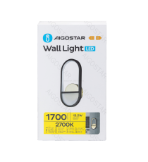 Applique led in alluminio trafilato nero 13.5W 1700lm 2700K luce calda misura L160xW55xH318mm da interno, design elegante Applique led in alluminio trafilato nero 13.5W 1700lm 2700K luce calda misura L160xW55xH318mm da interno, design elegante